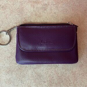 Katana Plum Leather Coin Change Purse/Keychain Wallet